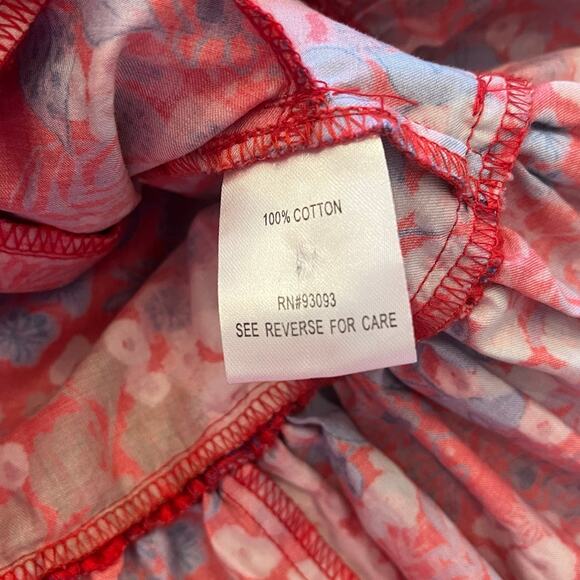 Tyler Boe Sammy Dress Large Red Wild Flowers Puff Sleeve Tiered Cottage Modest - Picture 11 of 14